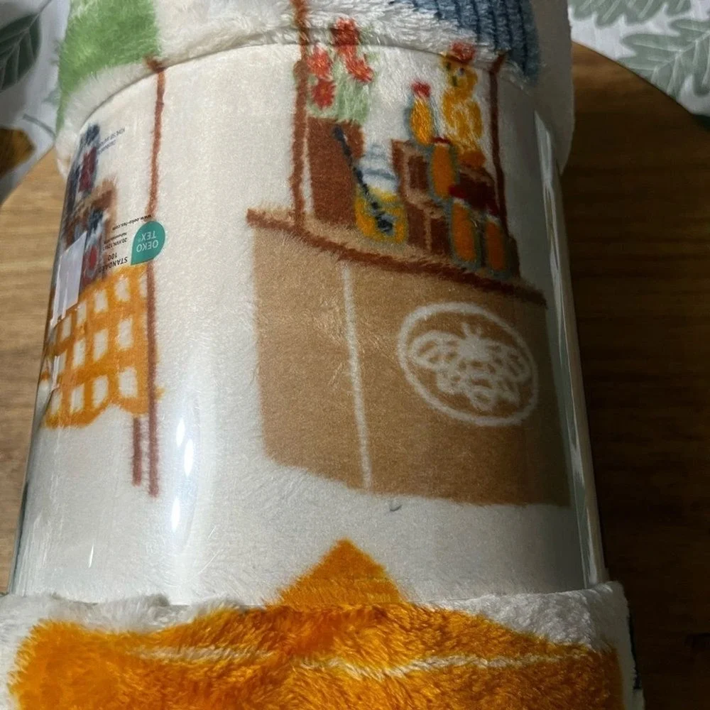 The Big One Oversized Plush Throw Blanket Fall Farmers Market Pumpkins 60